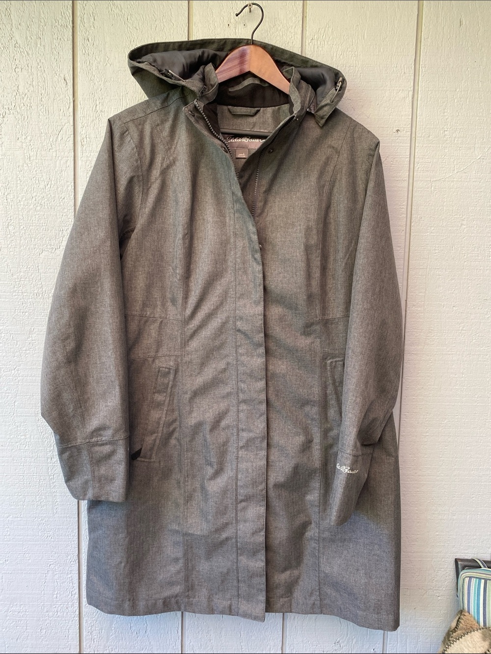 Eddie Bauer Gray Hooded Trench Coat